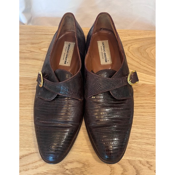 Giorgio Brutini Monk Strap Loafers 12M Brown Genuine Lizard Skin Classic Luxury main image 8